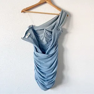 House of CB Clementine Baby Blue Cut Out Bodycon Ruched Cocktail Mini Dress thumbnail 10