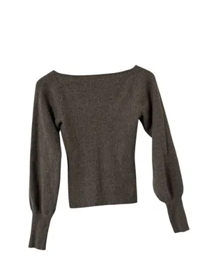 REFORMATION Hart Scoop Neck Cashmere Cocoa Ribbed Sweater Top thumbnail 4