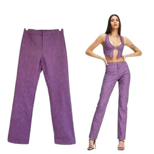 I.AM.GIA Saros Straight Leg Purple Faux Leather Pants NWT S thumbnail 2