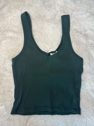 Cotton On Dark Green Ribbed Cropped Tank thumbnail 1