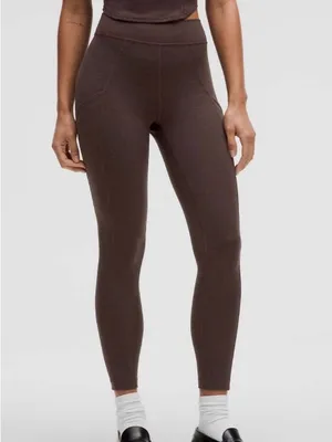 Lululemon SET Suede Tank Top & Leggings Dark Espresso Size 4 Retails $158 thumbnail 7