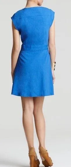 THEORY Jalia crunch fabric shirt dress in Primary Blue thumbnail 2
