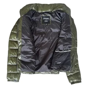 Superdry Code Sportswear High Shine Puffer Jacket Faux Fur Hood Olive Green S/10 thumbnail 6