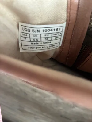 UGG Brown Leather and Cream Canvas Women's Ankle Boots thumbnail 9