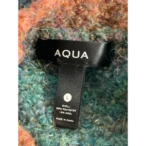 Aqua Women's Multicolor Knit Rainbow Stripe Long Sleeve Crew Sweater Top Size L thumbnail 5