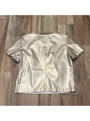 Anthropologie Porridge Collin Faux Leather Short Sleeve Top thumbnail 4