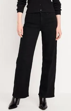 Old Navy High waisted black straight leg jeans thumbnail 1