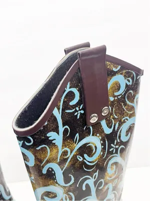 BOPS By Beehive Crain 02 Paisley Print Pointy Toe Rain Boots Size 6 Western Boho thumbnail 5