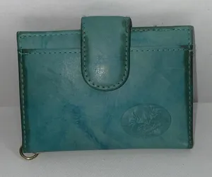 Buxton‎ Top Grain Cowhide Leather Minimalist Designer Turquoise Folding Wallet thumbnail 1