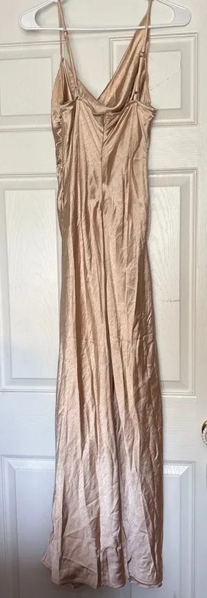Hello Molly Gold Wedding Guest Dress satin thumbnail 1