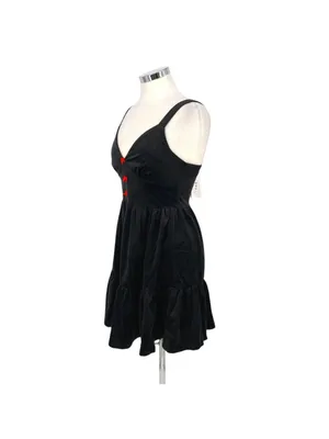 Cider Goth Coquette Red Bow Sweetheart Mini A-Line Dress Black Size Medium NWT thumbnail 4