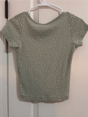 Brandy Melville Light Sage Green Short Sleeve Henley Tee thumbnail 3