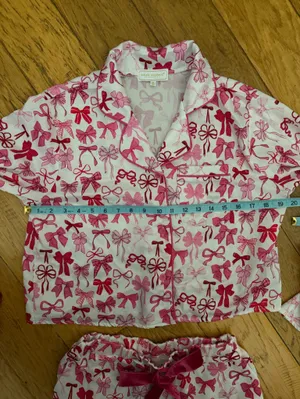 S - SIMPLY SOUTHERN Collection - Pink bows Button-Up Pajama Set thumbnail 9