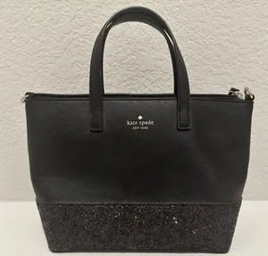 Kate Spade New York Ina Greta Court Black Glitter Handbag Satchel Mini Tote thumbnail 1