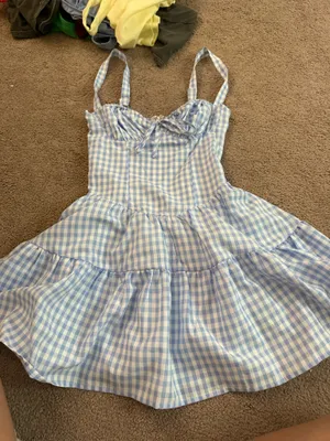 Edikted blue and white gingham dress  thumbnail 1
