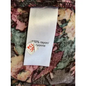 Maurices Burgundy/Green Floral Long‎ Sleeve Smocked V Neck Ruffle Blouse Size M thumbnail 8