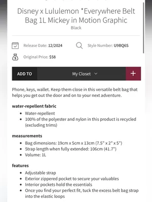 New With Tags Disney Lululemon Everywhere Belt Bag thumbnail 8