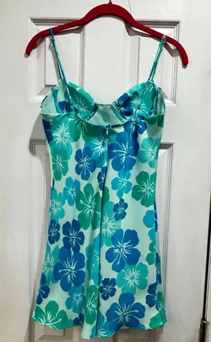 Zara Hawaiian Blue Dress thumbnail 4