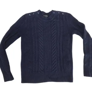 J. Crew Navy Blue Cable Knit Fisherman Sweater 100% Wool Womens Size XXS‎ thumbnail 2