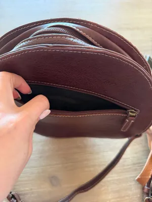 Myra Bags Round Brown and Yellow Stamped Flower Bag thumbnail 7
