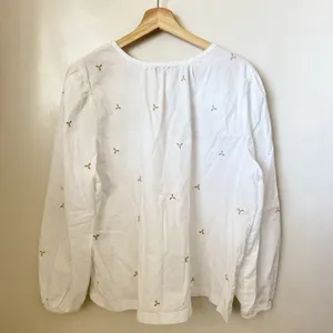 LOFT Embroidered Peasant Blouse White Split Neck Beachy Boho Resort XL thumbnail 2