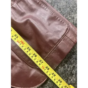 Vintage Etienne Aigner Women 16 Large Dark Red Leather Blazer Jacket Trench Coat thumbnail 8