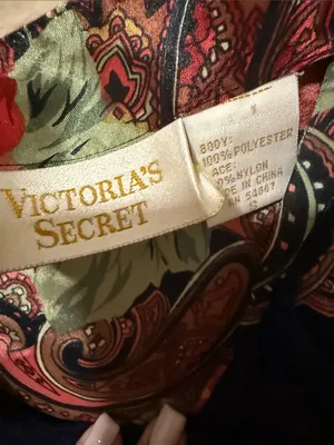 Victoria's Secret Vintage Floral Lace-Trim Navy Satin Cami gown thumbnail 3
