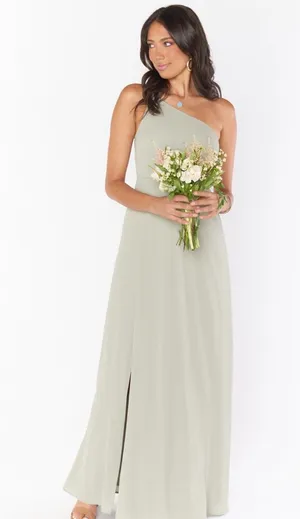 Show me your mumu Shannon one shoulder bridesmaid dress in moss green thumbnail 1