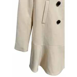Zara Double Breasted Ruffle‎ Bottom Pea Coat Women's Size XS thumbnail 7