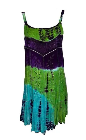 Women’s Tie Dye Spaghetti Strap Dress/top MEDIUM Green thumbnail 1