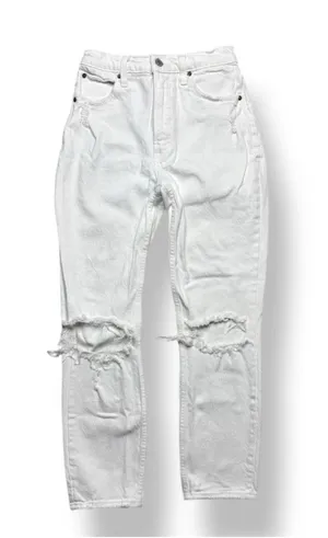 Abercrombie & Fitch White Tapered Ripped Jeans Size 0 FLAWED thumbnail 1