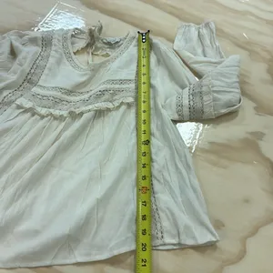 NWT American Eagle Outfitters Boho Babydoll Lightweight Blouse Keyhole Cream Med thumbnail 12