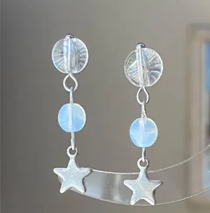 Handmade czech glass beads mix star dangle earrings 🌀⭐️💦 thumbnail 2