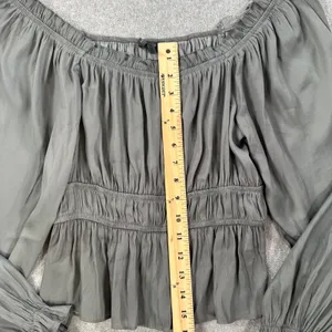 Grade & Gather Peasant Blouse Women's Small Green Long Sleeve Pleated Laganlook thumbnail 5