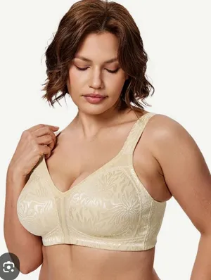 Womens Wireless Full Coverage Minimizer Bra Size 48C Unpadded Beige Tan Plus thumbnail 7