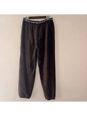 Alexander Wang Velour Logo Waistband Joggers - Brown - Size Large - NWT thumbnail 4