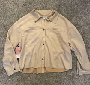 Dress Up Neutral Beige Utility Shacket Jacket thumbnail 1