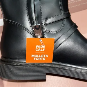 NWT SARTO Franco Sarto Ainsley Black Leather Knee High Wide Calf Boots 7. thumbnail 7