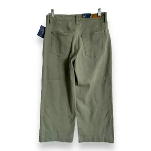 Crown & Ivy Womens Crop Jeans Sz 4R‎ 4 Wide Leg Army Olive Green Denim NEW thumbnail 4
