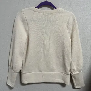 Madewell Ottoman Rib Cardigan Top Ribbed Cream White Button Front Sweater Size S thumbnail 2