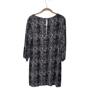Ecote Anthropologie Snakeskin Print Embroidered Detail Shift Dress Sz L thumbnail 2