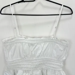 Madewell Smocked Button Front Top Poplin Cotton Eyelet White Stretch Medium NWT thumbnail 13