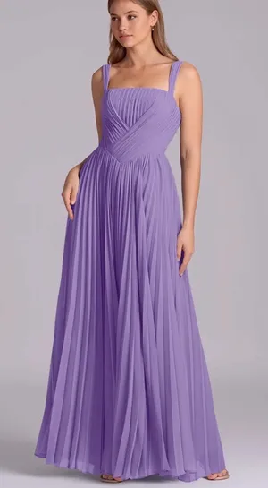 Azazie Mina A-Line Pleated Chiffon Dress Purple (Tahiti) Size 20 NWT thumbnail 1