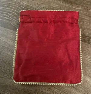 Dark Red drawstring purse thumbnail 2
