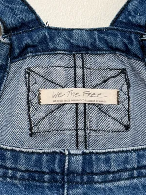 Free People We The Free Overall Smock Mini Dress Size Medium Denim thumbnail 3