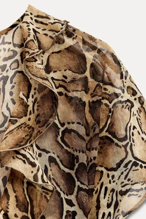 Zara maxi dress snake animal print mesh ruffled boho western casual summer thumbnail 12