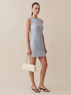 NWT Lauren Linen Dress size Medium M Light Blue mini o.p.t Few Moda thumbnail 3
