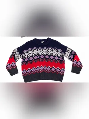 Aerie Fair Isle Geometric Crewneck Sweater Women’s Medium Cotton Blend thumbnail 4