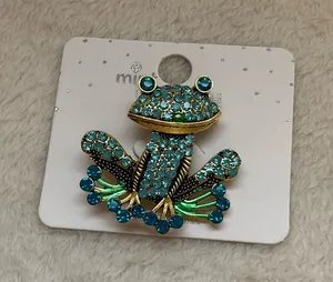 Mint Teal and Green Crystal Frog Brooch Blue thumbnail 1