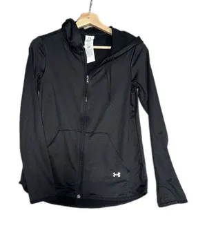 Under Armour Womens Warm Black Cold Gear Hoodie Jacket w/ Pockets Sz L MSRP $88 thumbnail 1